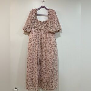 “Melody Maxi Dress with Pleats and Bow Detail in Winter Blush - Bump Friendly”